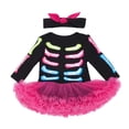thumbnail image 3 of Zecgelong Girls Skeleton Print Long Sleeve Bodysuit Dress Fall Party Outfit Black Size 0-24M, 3 of 6