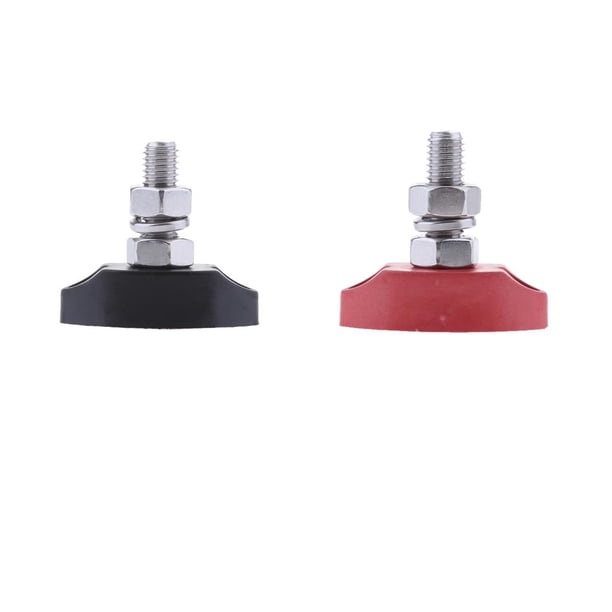 Juego de 2 postes de alimentación con bloque de conexión, espárrago terminal aislado de acero inoxidable para coche Negro rojo 6mm