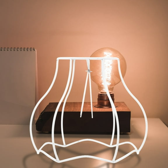 SOPOTUTU Multipurpose White Metal Lampshade Holder Frame for Home and Cafe