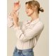 thumbnail image 4 of INSPIRE CHIC Blusa Camisa Tops Con Botones Manga Larga Pu?o Elástico Detalle De Volantes Para Mujeres Albaricoque L, 4 of 6