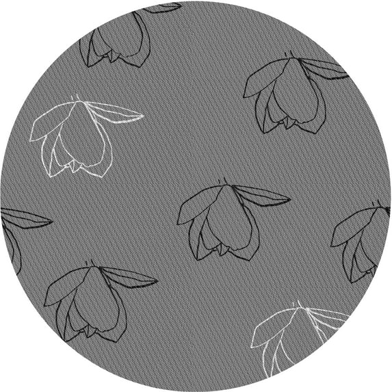 Ahgly Company Indoor Round Patterned Dark Gray Novelty Area Rugs, 8' Round