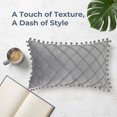 thumbnail image 5 of REGALWOVEN Couch Pillow Cases 1 Pack Soft Pom-poms Velvet Throw Pillow Covers for Farmhouse Home Decor Grey 18" x 18", 5 of 7