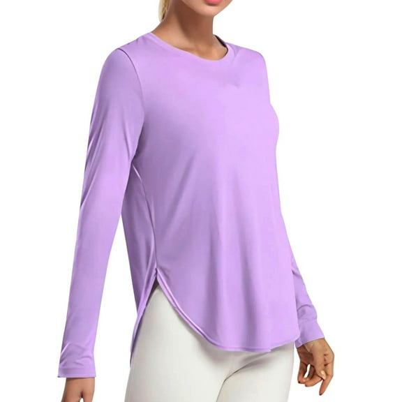 Women's UPF 50 Long Sleeve Sun Shirt Lightweight Workout Top for Outdoor Gym Hiking Yoga Running Activewear Wicking
