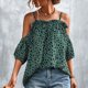 thumbnail image 2 of Top con hombros descubiertos, elegante blusa con hombros descubiertos de verano con estampado de puntos para mujer, para uso informal, fiesta, viaje, playa, verde S, 2 of 6