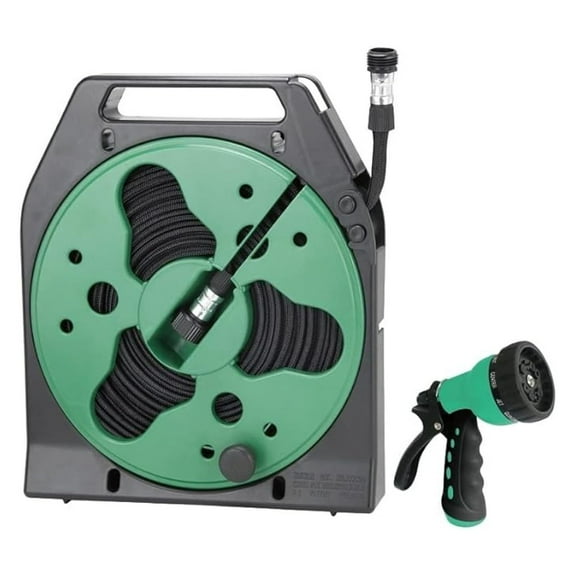 YP1121 Flat Hose Reel with Nozzle, 50'$$Garden &
