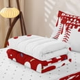 thumbnail image 5 of Homewish Red Drippy Baseball Stitch Print Zipper Full Size Comforter Sets with Fitted Sheet and 2 Pillowcases,Sports Monogram Zipper Bedding Set For Kids Boys And Girls,Reversible,4-Piece, 5 of 7