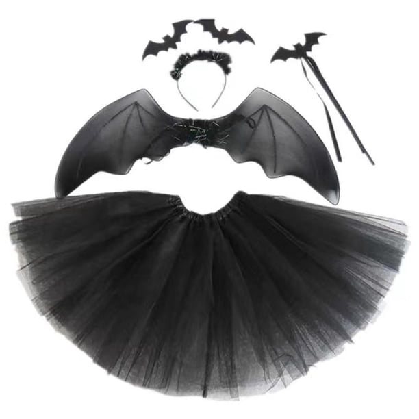 4Pcs Girls Halloween Cosplay Costume Dress Up Dress Black Mesh Skirt With  Headband Bat Wing Wand Halloween Party Cosplay Props - Walmart.ca