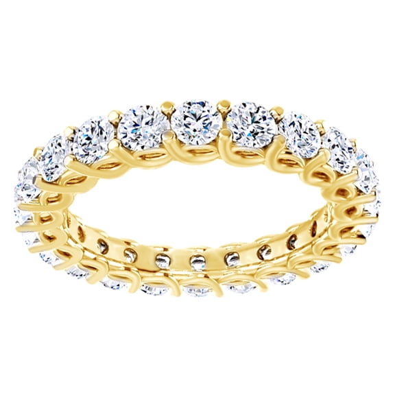 Round Cut Natural Diamond Eternity Band Ring In 14K Solid Yellow Gold (2.5 Ct)