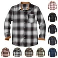 thumbnail image 5 of Chiccall Flannel Shirts for Men Vinatge Casual Plaid Colorblock Long Sleeve Lapel Button Down Shirts with Breasted Pocket, 5 of 5