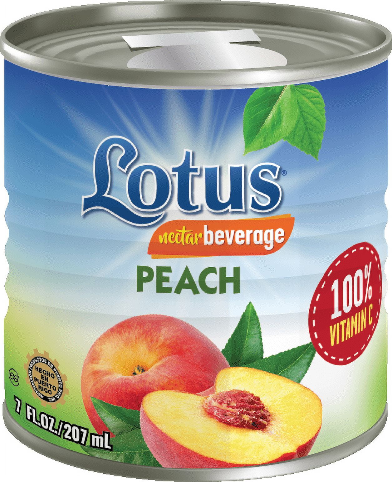 Lotus Peach Nectar Beverage, 100% Vitamin C, Shelf Stable Can 7.1 fl oz