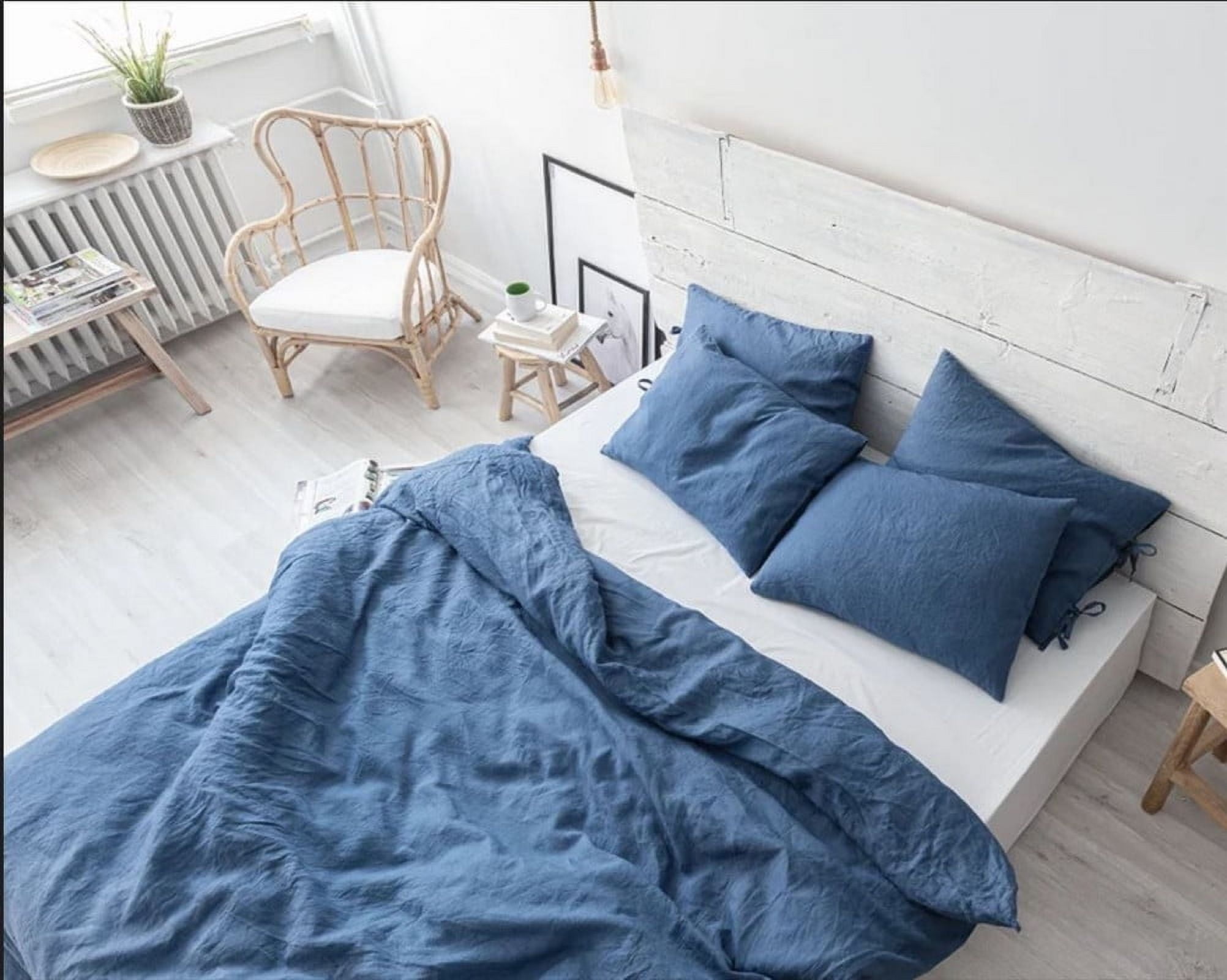 Pavish Export Washed Cotton Duvet Cover Sea Blue Twin Ultra Soft 100% Cotton Solid Color