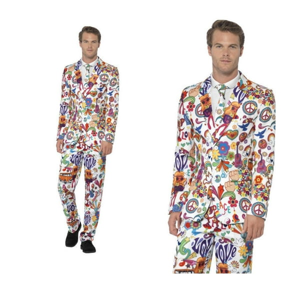 Smiffy's Stand Out Groovy Suit Adult Mens Psychedelic Fun Jacket Pants Tie MD-XL
