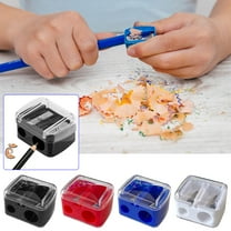 JMKQLZ Manual Pencil Sharpener with Lid, Double Hole Design, Perfect for Office, Works with Colored Pencils & Makeup Pencils