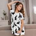 thumbnail image 2 of Lafuoo Black Rabbit Pattern Women's Short-sleeved Nightdress, Knee-length Pullover Nightgown, Summer Home Wear-3X-Large, 2 of 8