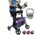 thumbnail image 1 of Andador vertical Vive Mobility con asiento para personas mayores, mujeres - Andador con ruedas, reposabrazos, resistente, plegable, ayuda médica para personas mayores - Ayuda plegable para caminar (az, 1 of 5