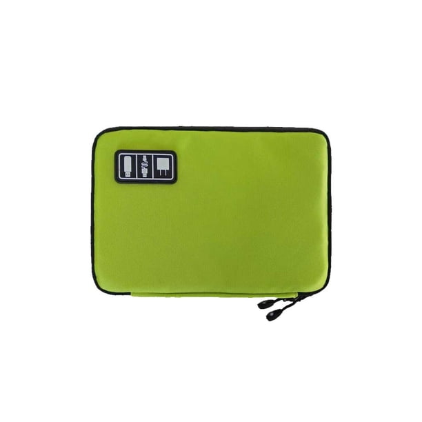 Minnieouse Organizador de cables de datos de nailon, Cable de carga Rectangular con múltiples ranuras, cargador, lector de tarjetas, bolsa de Viajes, Equipaje y Accesorios Varios Verde