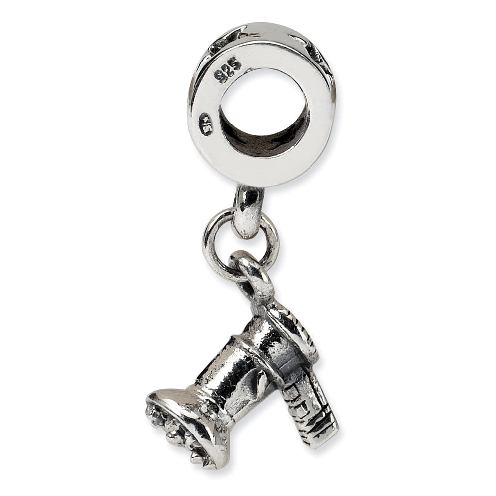 Fancy Bead White Sterling Silver Themed 22.73 mm 3.64 Reflections Hair Dryer Dangle Bead