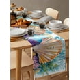 thumbnail image 6 of ERUNPONLY Coastal Beach Table Runner - 36 Inch Long Summer Ocean Colorful Shell Coral Cotton and Linen Blended Dress Scarves Farmhouse Table Runner for Kitchen Dining, Coffee Table, 13"x36", 6 of 8