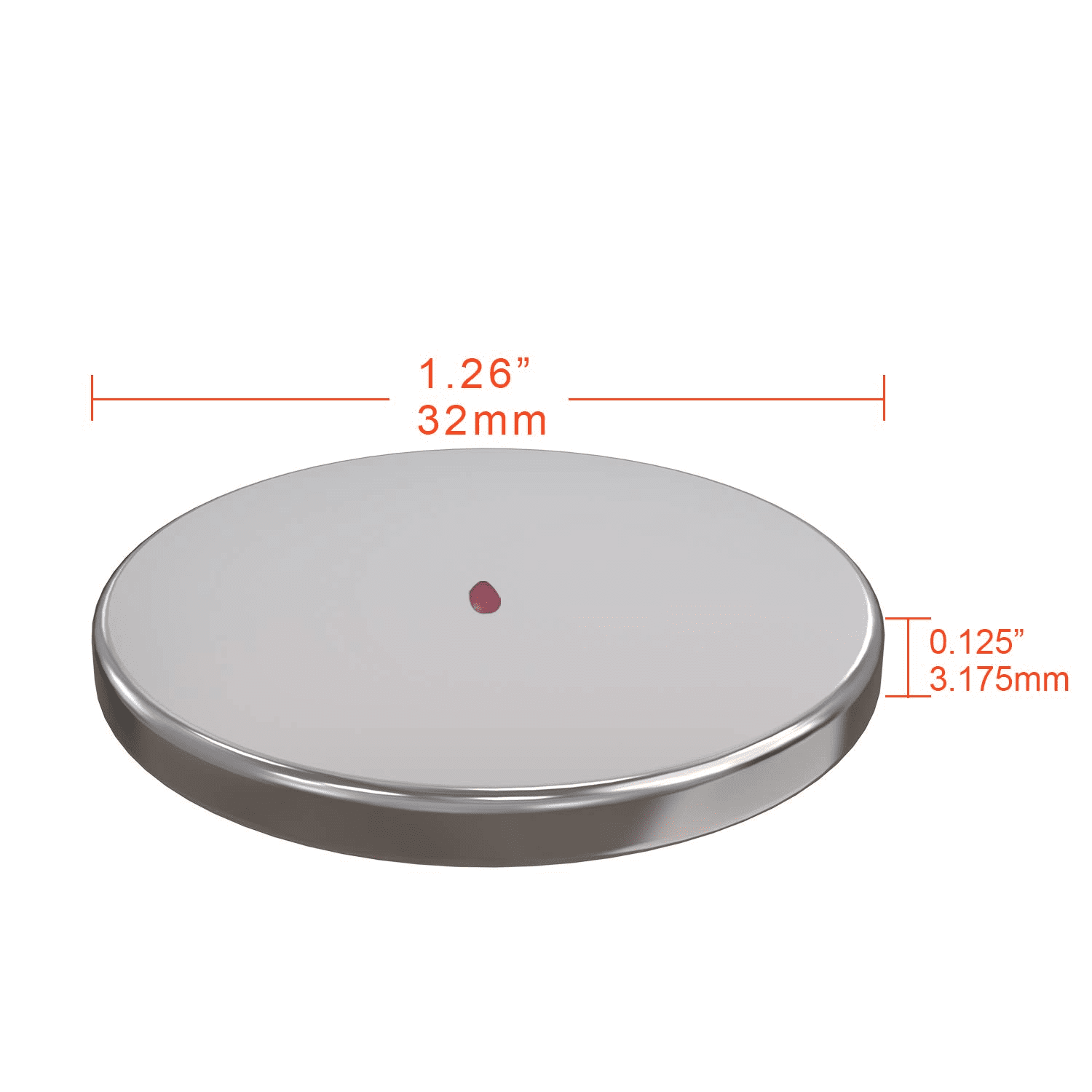 24pc NdFeB Disc Magnets – 1.26" x 1/8" Neodymium with Red Pole Mark – Durable Retention for Technical and Industrial Use