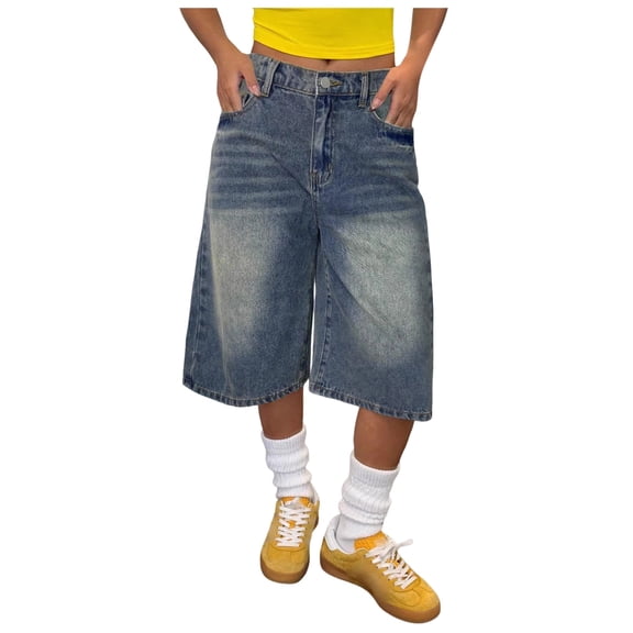 Girls Jeans Shorts Baggy Cargo Denim Bermuda High Waist Bottom Trendy Summer Clothes for Teen Casual Jean Shorts Jorts Jean Shorts for Teen Girls High Waisted