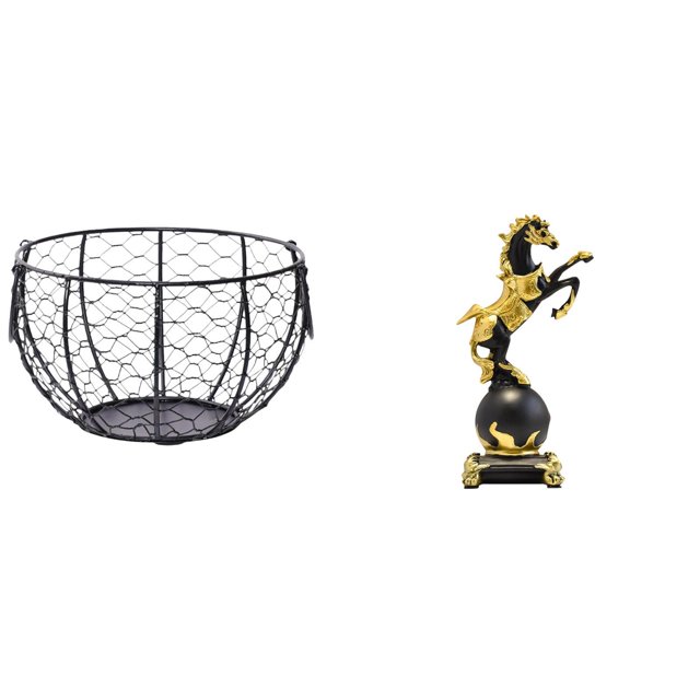 Cesta De Alambre Para Guardar Huevos, Tejida En Hierro, Para Frutas Y Verduras, Para Cocina, Baño, Figura De Caballo, Estatua Moderna, Colección De Adornos De Mesa, Escultura De Animal,