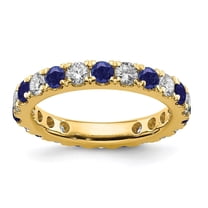 Auriga Fine Jewelry 14K Yellow Gold Lab Grown Diamond VS/SI GH & Cr Blue Sapphire Eternity Band for Women Size 4