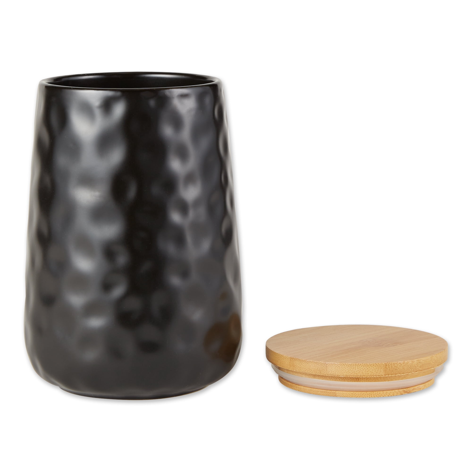 DII Kitchen Accessories Textured Matte Ceramic Canister Set, Black Dimple, 2 Piece