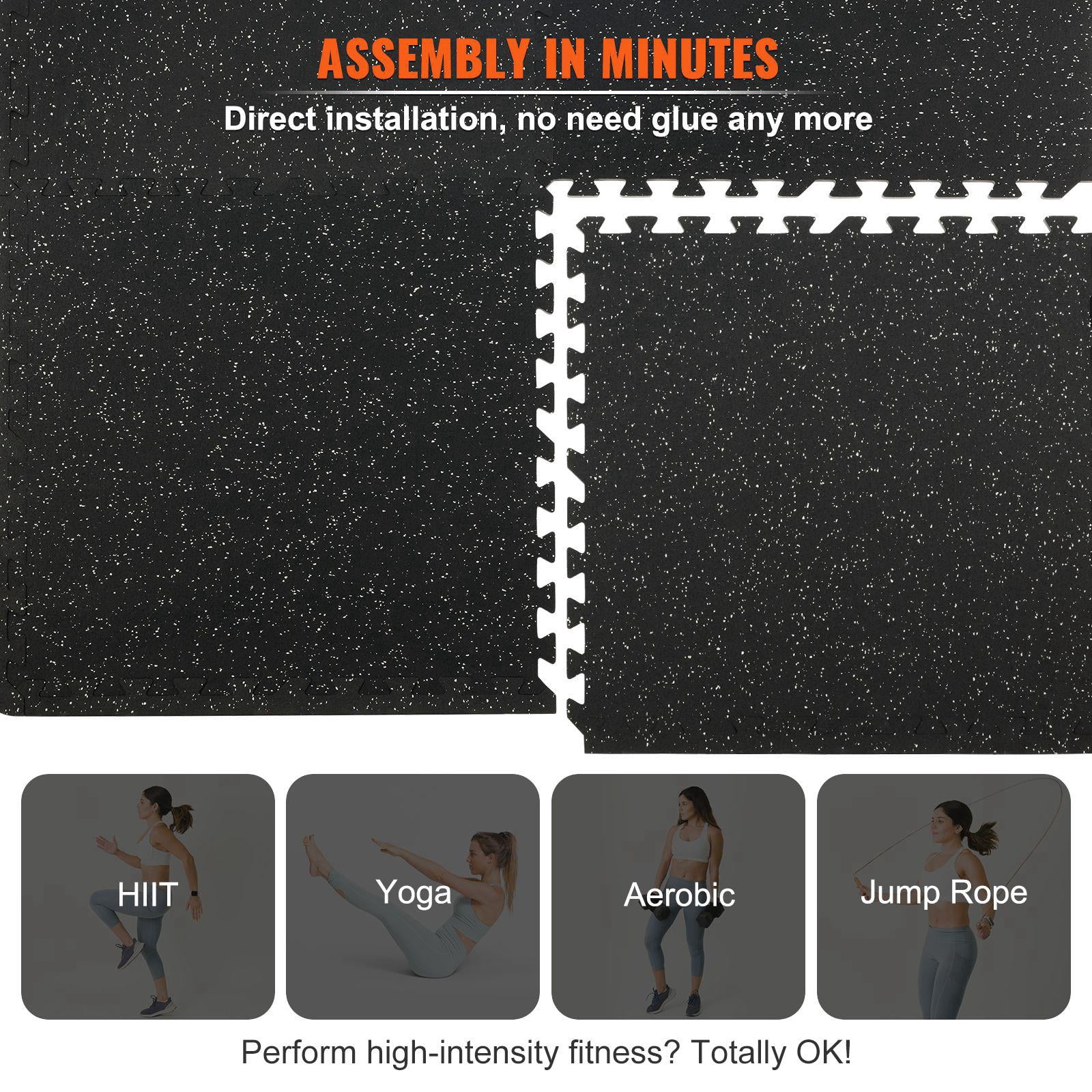 EVA Interlocking Foam Mat 24 x 24 Inch 6 Piece Puzzle Rubber Floor Mat 0.56 Inch Thick Heavy Duty for Home Gym Office Workout Fitness 24 Sq Ft