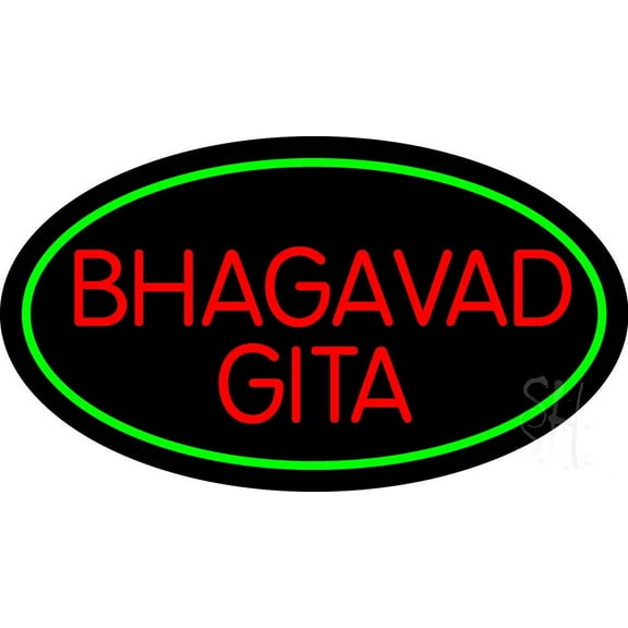 Red Bhagavad Gita With Border LED Neon Sign 13 x 24 - inches Black Square Cut Acrylic Backing, with Dimmer - Premium built indoor Sign for Home décor, Religious place, Store interior.