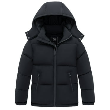 ZSHOW Boy's Recycled Winter Coat Waterproof Thicken Quilted Winter Cotton Jacket Padded Puffer Jacket Dark Gray 8
