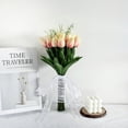 thumbnail image 2 of Ramo de tulipán floral artificial, 20 piezas de flores de tulipán artificiales, ramo de dama de honor con ceremonia de boda, festivales, aniversario, boda, ensayo, fiesta, bar, decoración de,Crema, 2 of 4