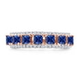 thumbnail image 2 of AFFY 0.70CT Blue Sapphire With White Natural Diamond Wedding Band Ring in 14k Rose Gold over Silver-5, 2 of 7