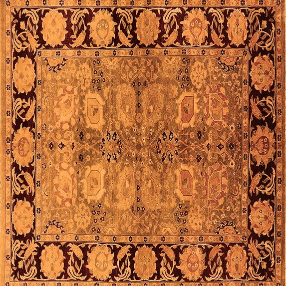 Ahgly Company Indoor Square Oriental Orange Industrial Area Rugs, 8' Square
