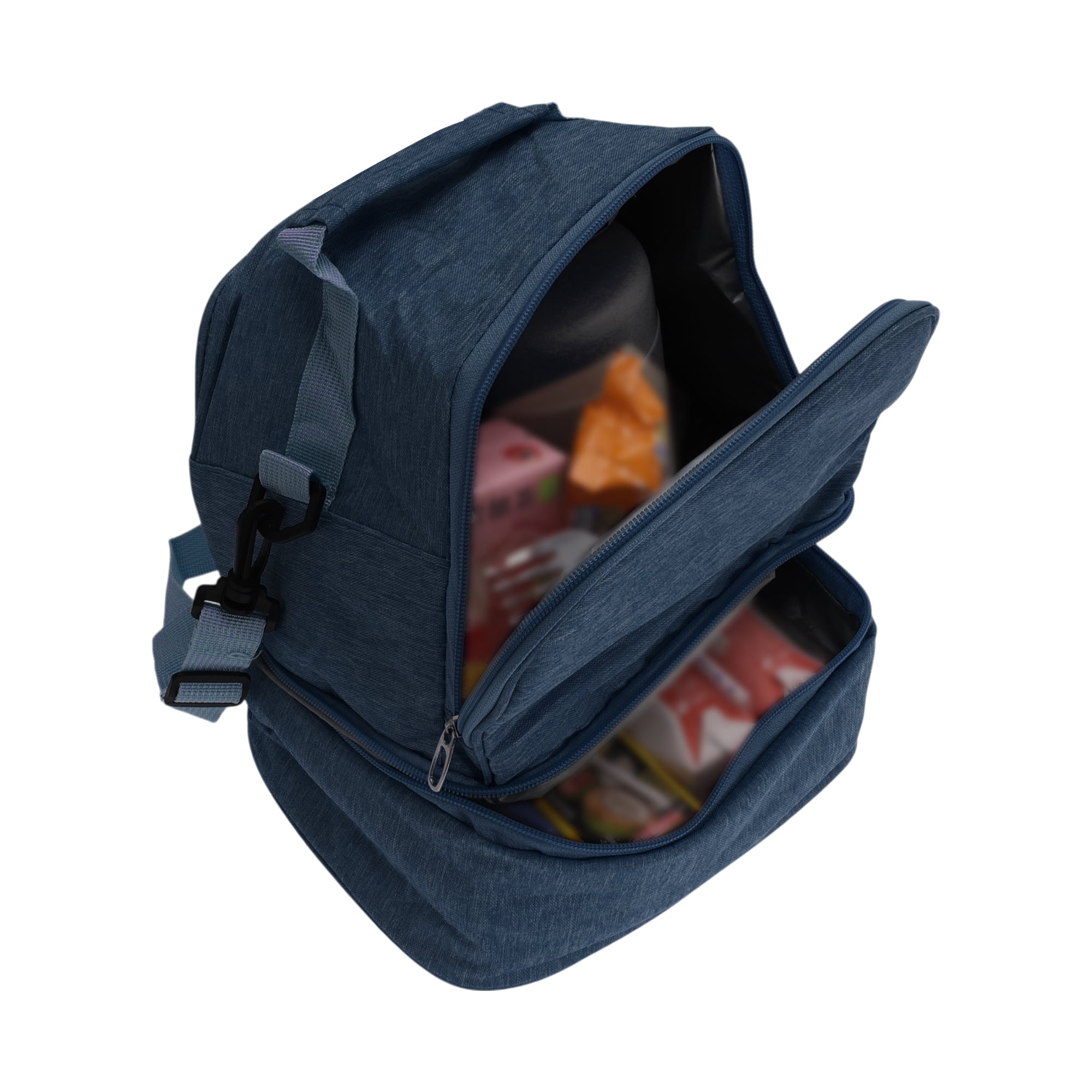 Unique Bargains Insulated Lunch Bag with Adjustable Shoulder Strap Navy Blue 410 oz
