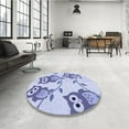 thumbnail image 4 of Ahgly Company Machine Washable Indoor Round Transitional Heavenly Blue Area Rugs, 3' Round, 4 of 7