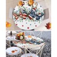 thumbnail image 3 of Round Tablecloth Patriotic Butterfly 4th of July Elastic Edge Fitted Red Blue Stars Plastic Table Cover,Waterproof Oil Proof for Dinner,Outdoor, Picnic, 55"- 60" DIA Tables Eucalyptus, 3 of 8