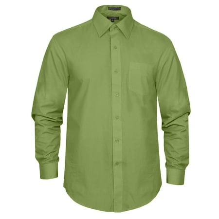 J. METHOD Men's Premium Fabric Solid Color Long Sleeve Regular Fit Dress Shirts S-5XL