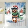 thumbnail image 3 of Hello Winter Rottweiler Frosty Morning Walk Welcome Snowy Christmas Shower Curtain Rottie Dog Lover Gifts Idea Waterproof Bathroom Bathtub Curtain - 02018, 3 of 5