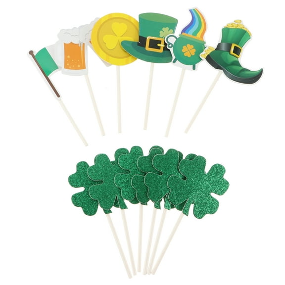 Voiceine St. Patrick's Day Cake Topper Set, 24 Cupcake Picks, Holiday Dessert Decorations for Party Favors