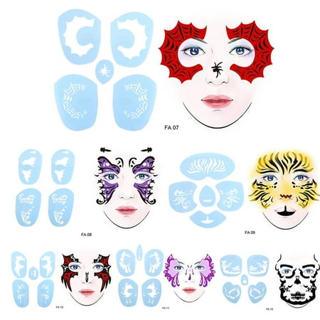 walfront 6 stylesset face paint stencil reusable tattoo