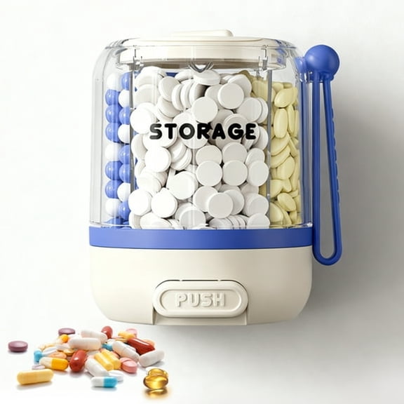 ACDANC Extra Large Pill Dispenser with 4 Compartments,Bpa-Free Pill Bottle Organizer for Vitamins Pills Supplements,Travel Pill Case for Monthly Storage,Blue
