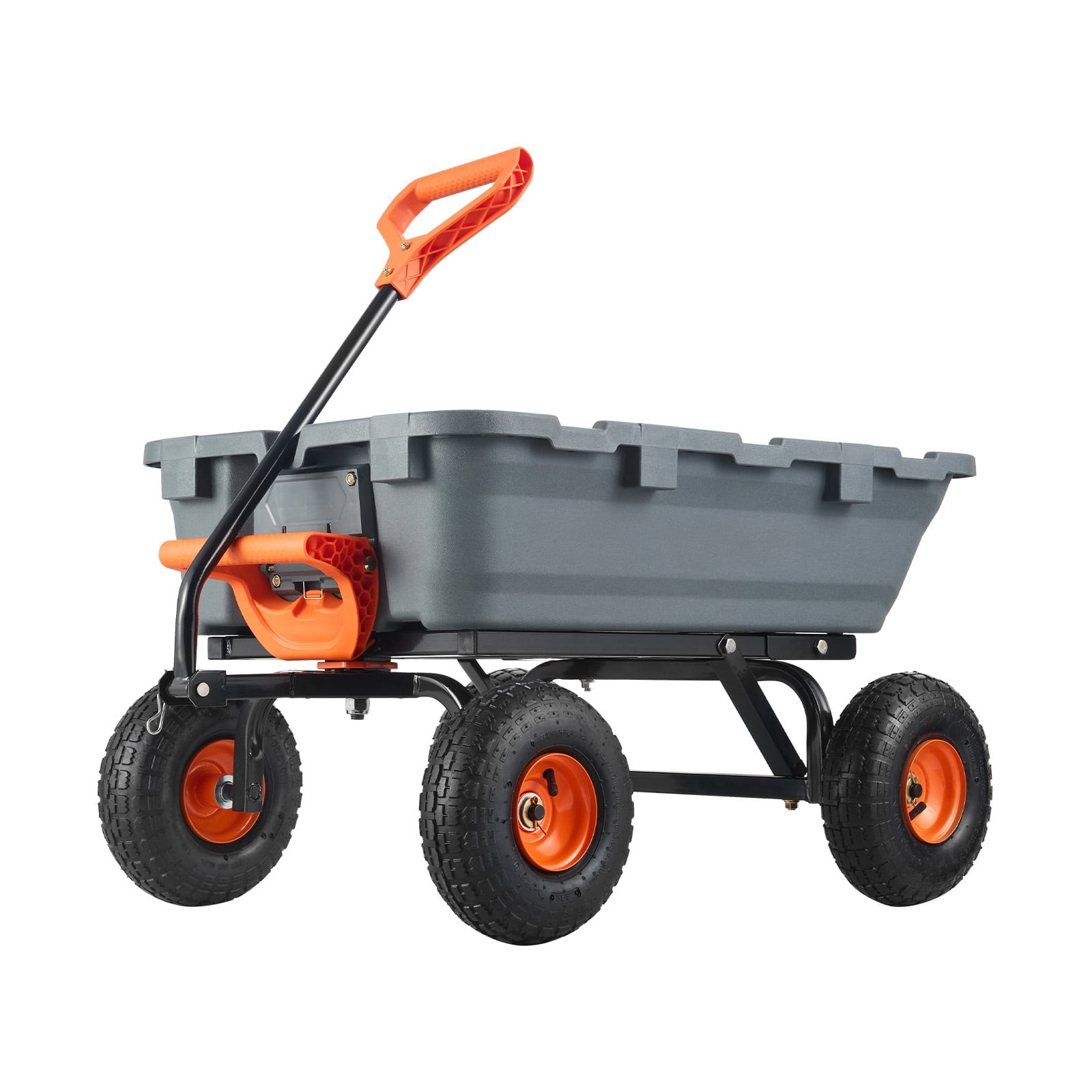 Dump Cart, Poly Garden Dump Cart with Easy to Assemble Steel Frame, Dump Wagon with 2-in-1 Convertible Handle, Utility Wheelbarrow 800 lbs Capacity, 10 inch Tires