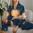 thumbnail image 6 of Salouo Solar System And Planets Pattern Women's Pajamas Set Long Sleeve Button Down Sleepwear Soft Pj Lounge Sets for women 2 Piece Pjs Set with Long Pants-XX-Large, 6 of 7