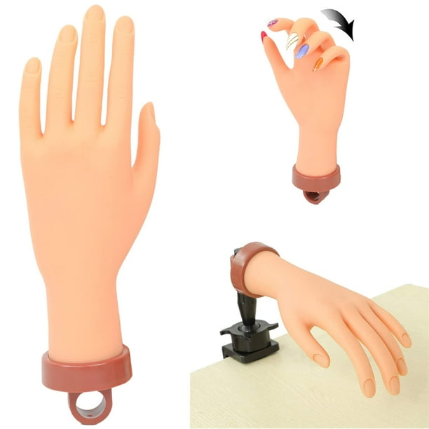 Mano de práctica de uñas para uñas acrílicas, manos de maniquí para práctica de uñas, manos falsas flexibles para practicar uñas postizas, manos falsas flexibles, manos de práctica de manicura, mano d
