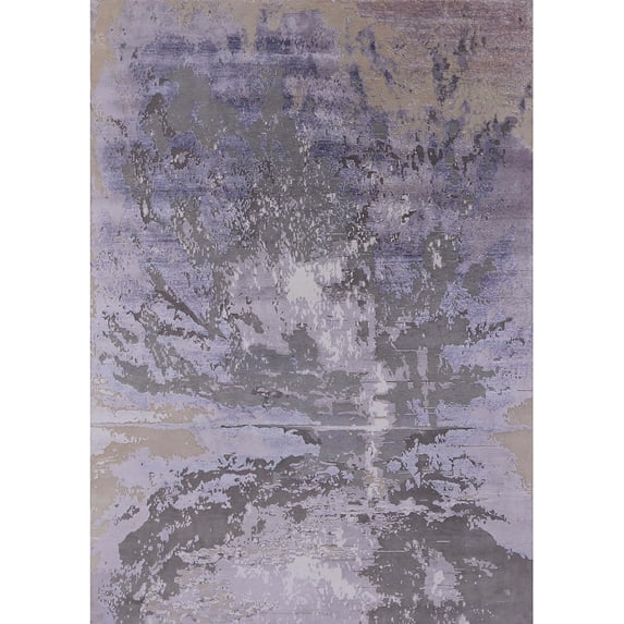 Ahgly Company Machine Washable Indoor Rectangle Industrial Modern Viola Purple Area Rugs, 4' x 6'