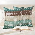 thumbnail image 3 of Farmhouse Animal Pillow Covers 2 Pack Chicken Cow Pig Windmills Teal Wood Pillowcase Waterproof Outdoor Throw Pillow Cover for Patio Garden Square Cushion 16”x16”, 3 of 9