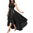 thumbnail image 2 of Vestido largo de encaje para mujer, vestido largo sin mangas con columpio irregular Irfora Negro/XXL, 2 of 7