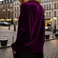 thumbnail image 4 of XIAOCHA Women's Velvet Blouses Long Sleeve Ruffle Neck Smocked Cuffs Pullover Top Elegant Party Tops, 4 of 5