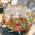 thumbnail image 3 of Orange Pumpkins Fall Thanksgiving Table Cloth, Round Fitted Tablecloths with Elastic Edge, Maple Leaf Rustic Wipeable Waterproof Table Cover for Kitchen Wedding 55-60 Inches, 3 of 4