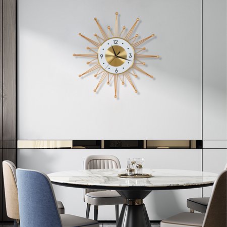 Iron Large Wall Clock, Decorative Wall Clock, Sunflower Shape, for Living Room Decor